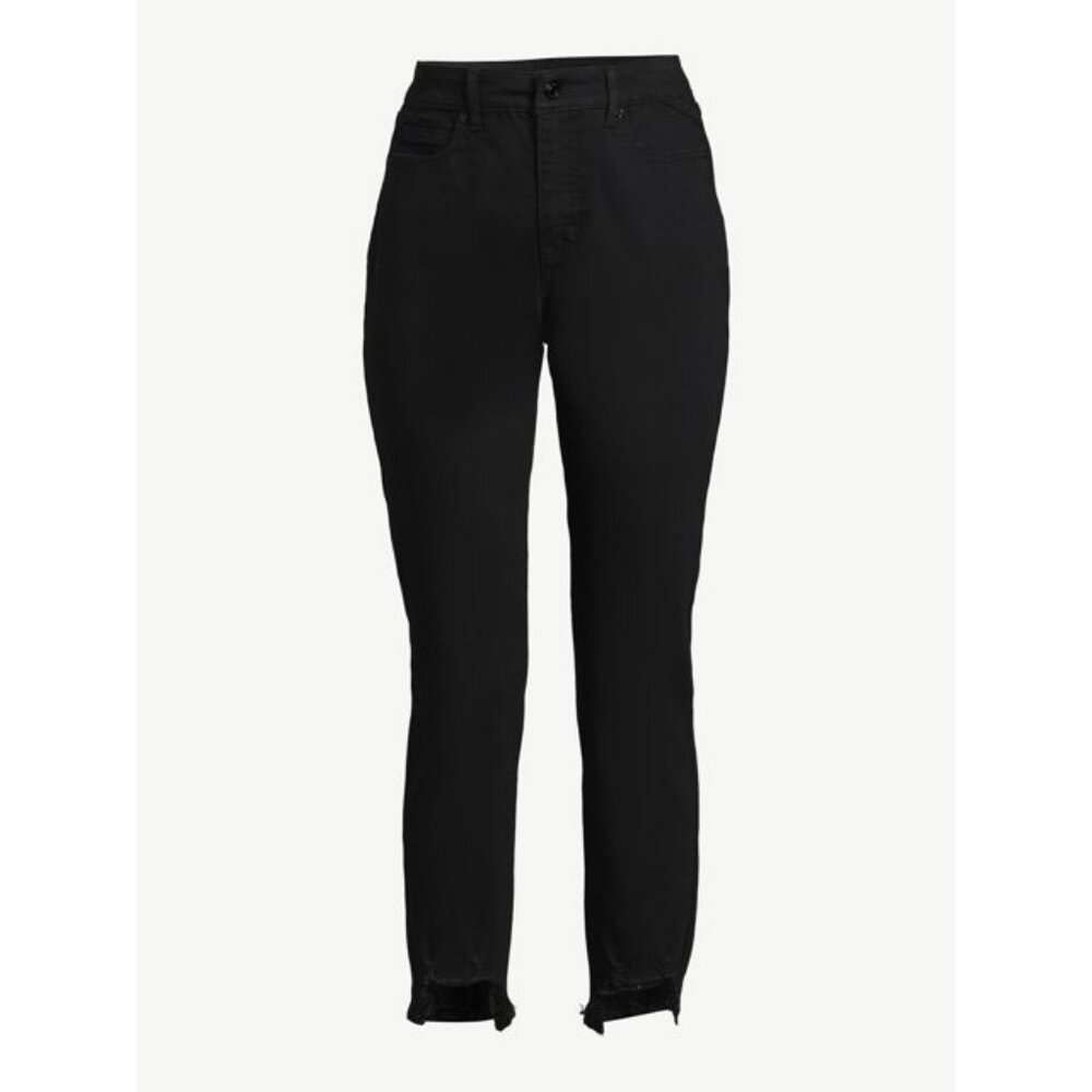 Womens Sofia Vergara Jeans Adora Super High Rise Curvy Girlfriend Chew Hem Black - Picture 5 of 6
